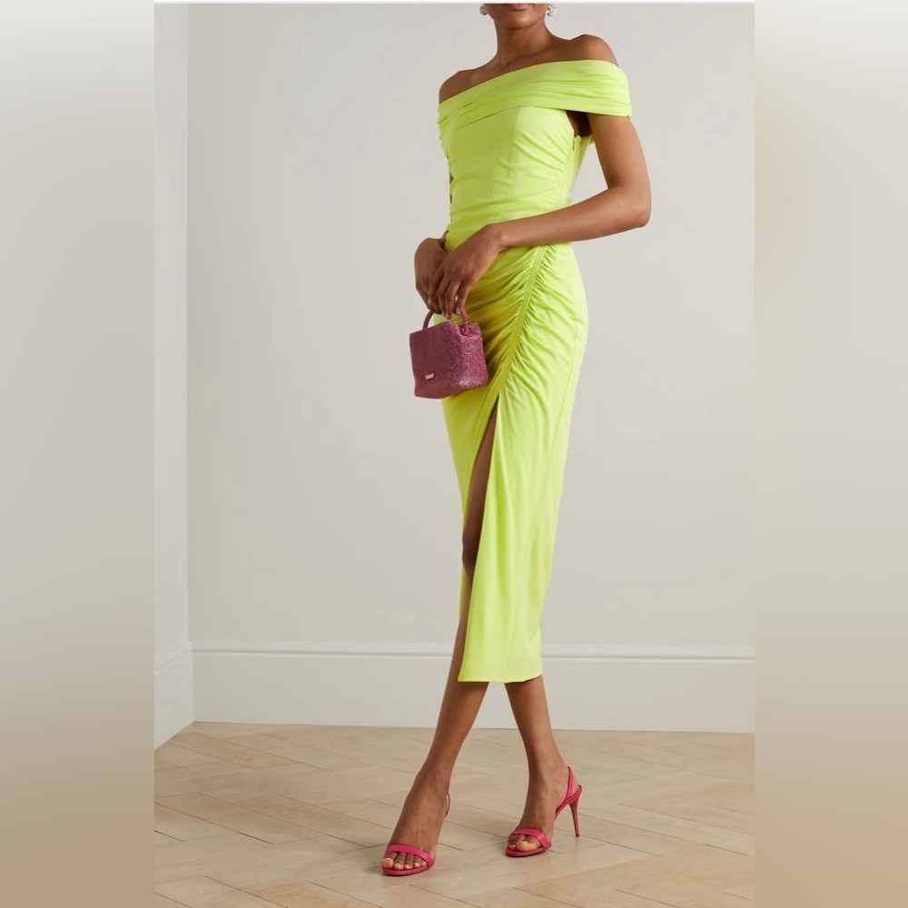 SELF-PORTRAIT
Off-the-shoulder ruched stretch-jersey midi dress